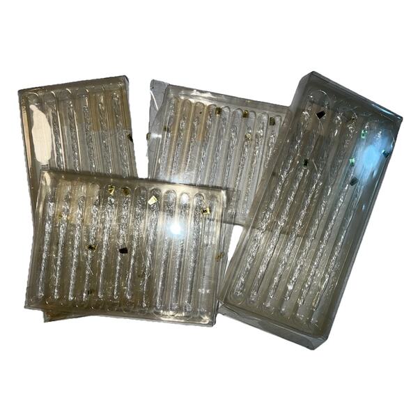 Lot Vtg Set 35 Plastic Acrylic Icicles Clear Christmas Ornaments Bloomingdale’s - Picture 1 of 13